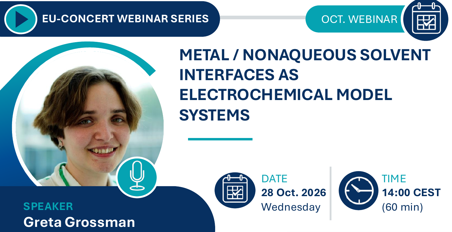 EU-CONCERT Webinar Series – Metal / Nonaqueous Solvent Interfaces as Electrochemical Model Systems – Greta Grossman